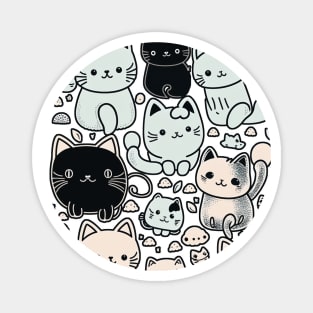 A group of black and white cats Magnet